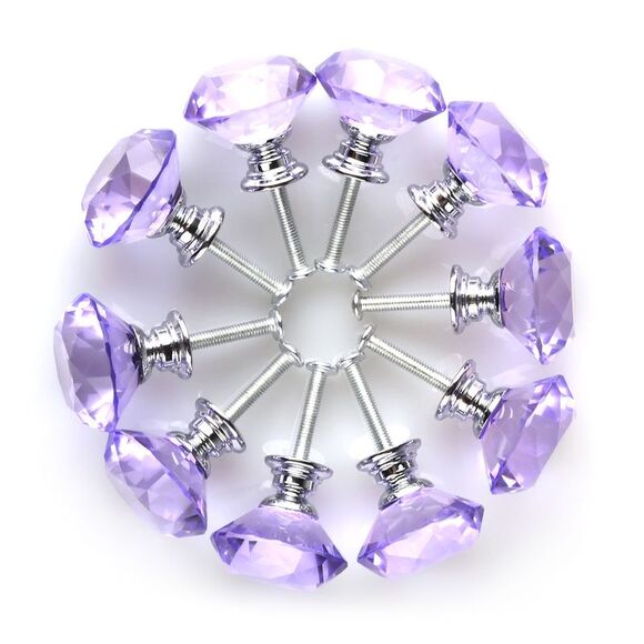 Diamond Shape 1.18" Cabinet Drawer Knob Pull Handle with Screw 10pcs Purple - Picture 1 of 6